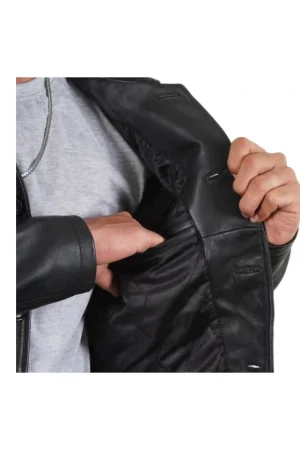 3/4 Length Black Mens Leather Car Coat