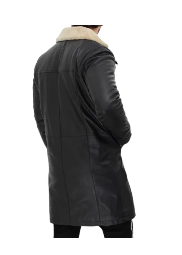 3/4 Length Black Shearling Leather Coat Mens 3 3/4 Length Black Shearling Leather Coat Mens