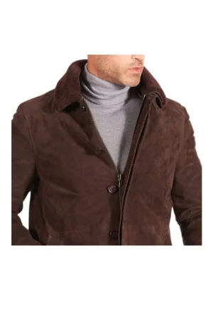 3/4 Length Brown Suede Coat Mens
