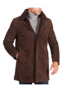 3/4 Length Brown Suede Coat Mens