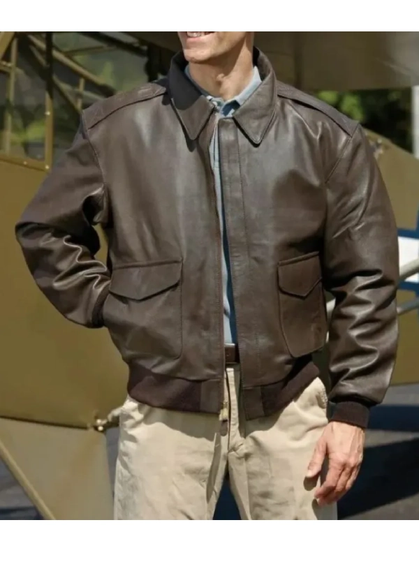 A2 Aviator Cockpit Brown Bomber Leather Jacket Mens 2 A2 Aviator Cockpit Brown Bomber Leather Jacket Mens - Image 2