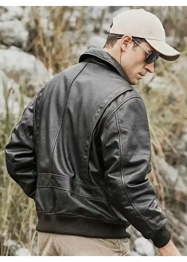 Aviator A2 Mens Black Leather Bomber Jacket 3 Aviator A2 Mens Black Leather Bomber Jacket