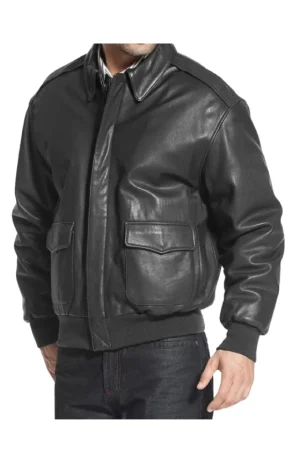 Aviator A2 USAAF Mens Black Bomber Leather Jacket