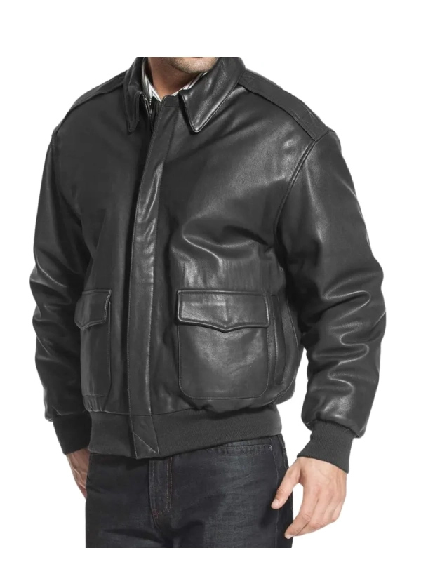 Aviator A2 USAAF Mens Black Bomber Leather Jacket 2 Aviator A2 USAAF Mens Black Bomber Leather Jacket