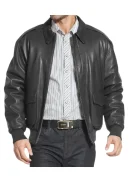 Aviator A2 USAAF Mens Black Bomber Leather Jacket