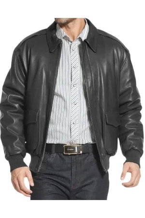 Aviator A2 USAAF Mens Black Bomber Leather Jacket