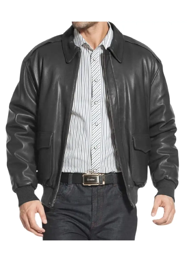 Aviator A2 USAAF Mens Black Bomber Leather Jacket 1 Aviator A2 USAAF Mens Black Bomber Leather Jacket