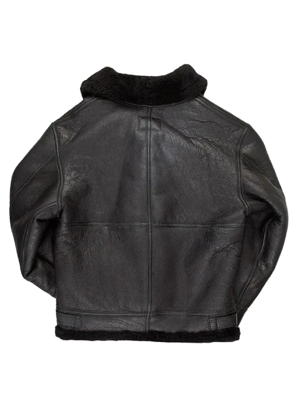 B3 Black Hooded Shearling Bomber Jacket 3 B3 Black Hooded Shearling Bomber Jacket