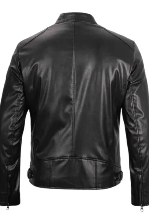 Black Cafe Racer Vegan Leather Jacket Mens