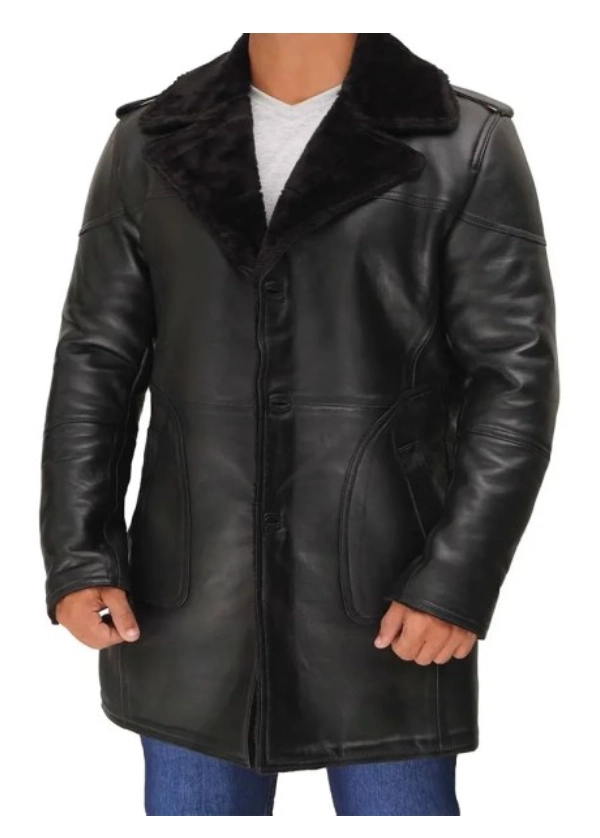 Black Leather Coat with Faux Shearling Mens 2 Black Leather Coat with Faux Shearling Mens