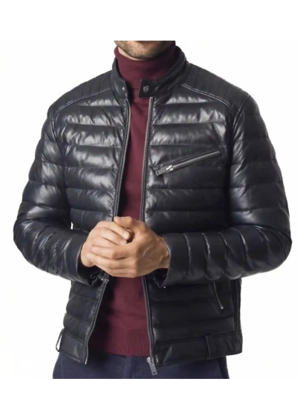 Black Leather Puffer Jacket 2 Black Leather Puffer Jacket