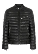 Black Leather Puffer Jacket