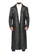 Black Long Leather Trench Coat Mens