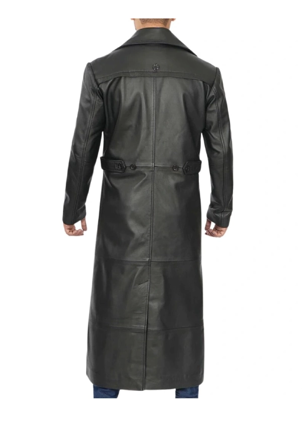Black Long Leather Trench Coat Mens 3 Black Long Leather Trench Coat Mens