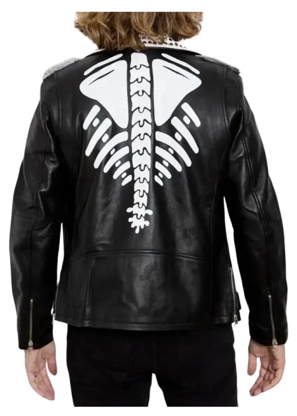 Black Skeleton Leather Biker Jacket Men’s 2 Black Skeleton Leather Biker Jacket Men’s