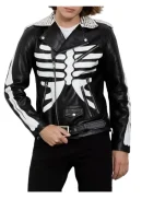 Black Skeleton Leather Biker Jacket Men’s