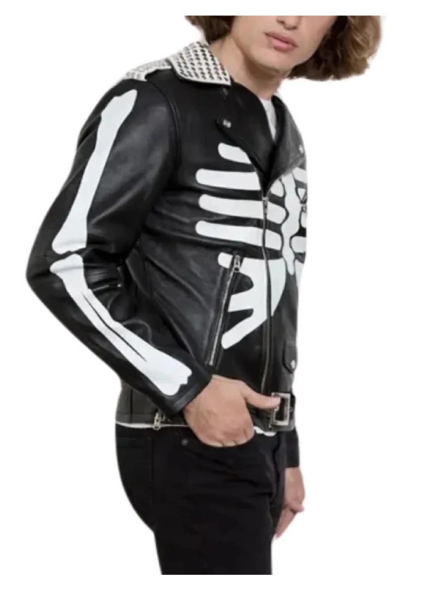 Black Skeleton Leather Biker Jacket Men’s 3 Black Skeleton Leather Biker Jacket Men’s