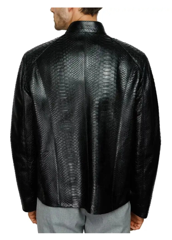 Black Snakeskin Leather Jacket Mens 3 Black Snakeskin Leather Jacket Mens