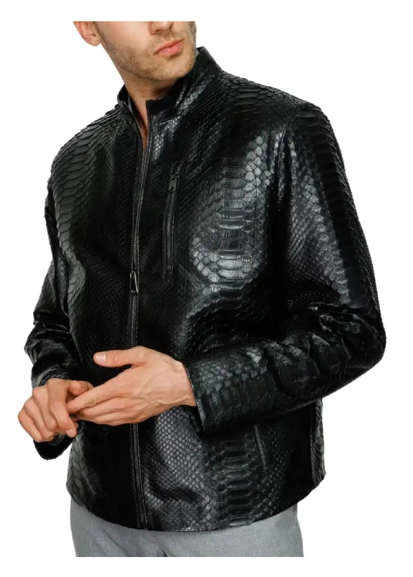 Black Snakeskin Leather Jacket Mens 1 Black Snakeskin Leather Jacket Mens