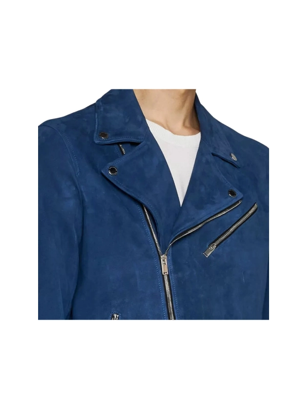 Blue Suede Leather Biker Jacket Mens 2 Blue Suede Leather Biker Jacket Mens