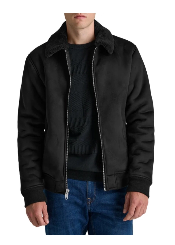 Bomber Black Suede Jacket Mens 2 Bomber Black Suede Jacket Mens - Image 2