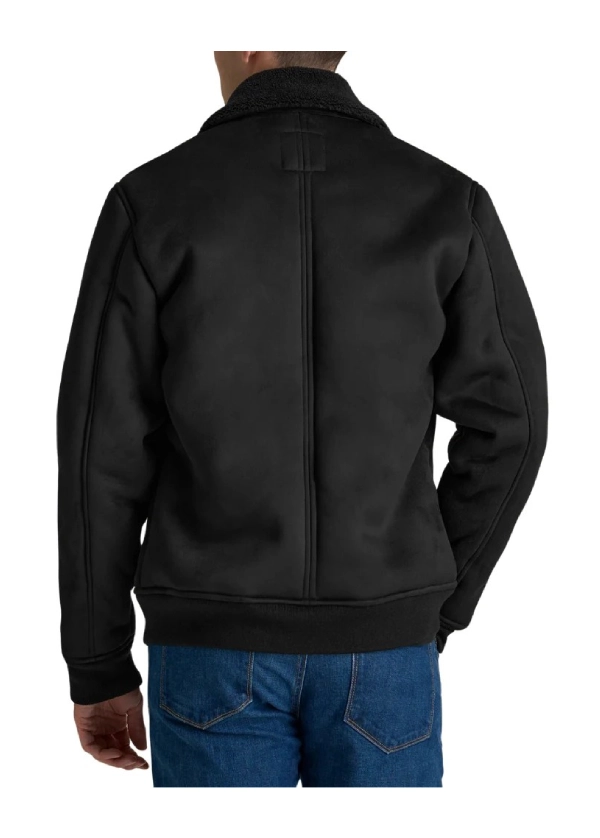 Bomber Black Suede Jacket Mens 3 Bomber Black Suede Jacket Mens - Image 3
