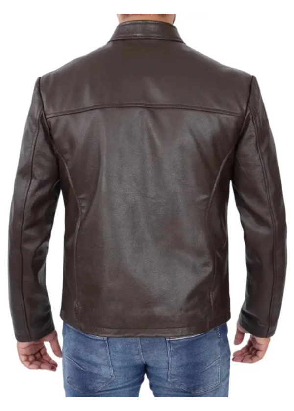Brown Cowhide Leather Cafe Racer Jaket Mens 3 Brown Cowhide Leather Cafe Racer Jaket Mens