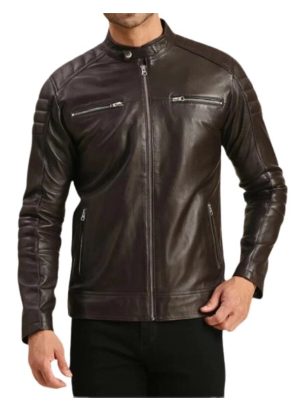 Brown Leather Cafe Racer Jacket Mens 1 Brown Leather Cafe Racer Jacket Mens