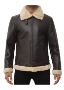 Brown Leather Shearling Jacket Mens