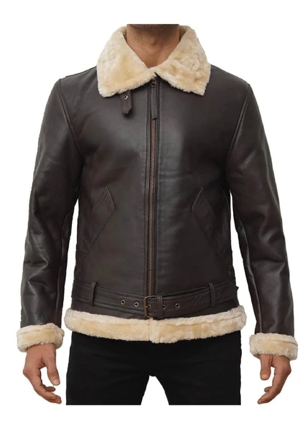 Brown Leather Shearling Jacket Mens 1 Brown Leather Shearling Jacket Mens