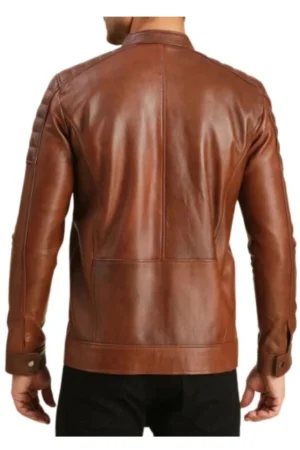 Brown Motorcycle Mens Leather Cafe Racer Jacket