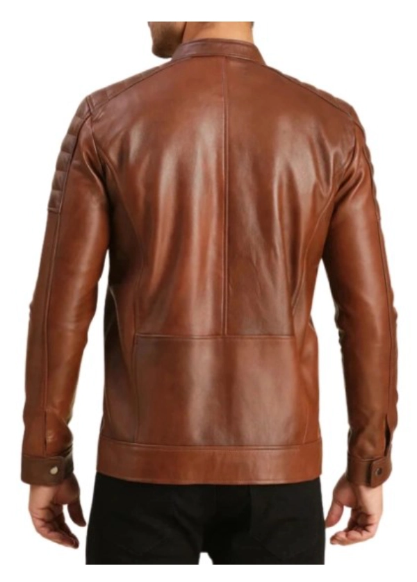 Brown Motorcycle Mens Leather Cafe Racer Jacket 3 Brown Motorcycle Mens Leather Cafe Racer Jacket