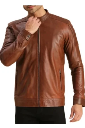 Brown Motorcycle Mens Leather Cafe Racer Jacket