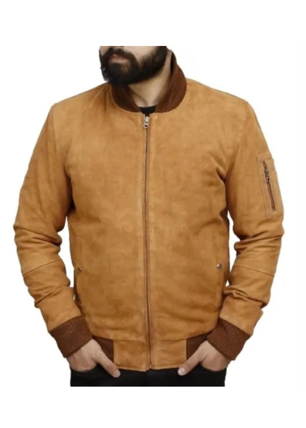 Brown Suede Bomber Jacket Mens 1 Brown Suede Bomber Jacket Mens