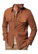 Brown Suede Shirt Jacket Mens