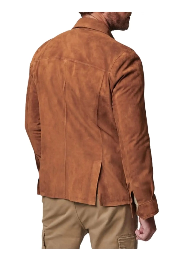 Brown Suede Shirt Jacket Mens 3 Brown Suede Shirt Jacket Mens - Image 3