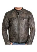 Cafe Racer Brown Distressed Leather Jacket Mens