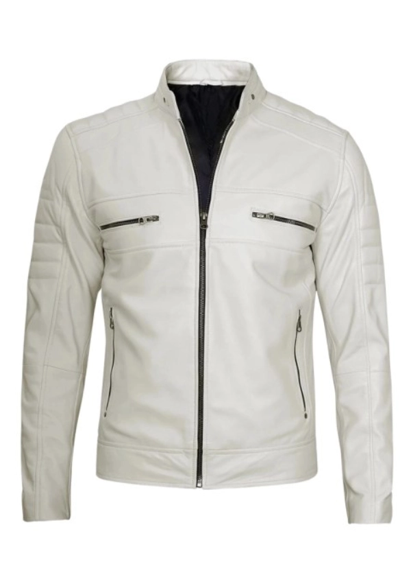 Cafe Racer White Leather Jacket Mens 2 Cafe Racer White Leather Jacket Mens