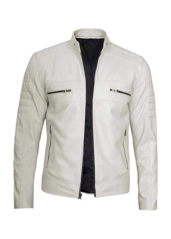 Cafe Racer White Leather Jacket Mens 1 Cafe Racer White Leather Jacket Mens