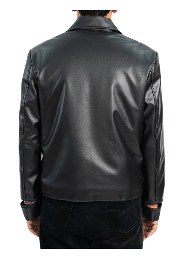Cargo Pocketed Black Leather Jacket Mens 3 Cargo Pocketed Black Leather Jacket Mens - Image 3