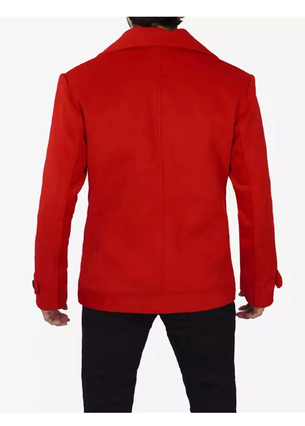 Double Breasted Red Wool Mens Top Coat 3 Double Breasted Red Wool Mens Top Coat
