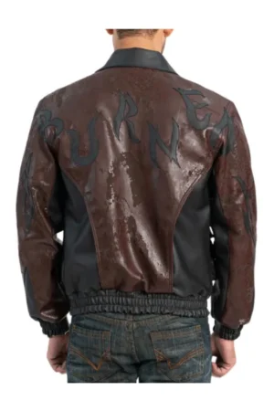 Leather Black And Brown Bomber Jacket Mens
