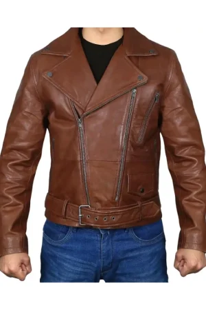 Leather Brown Motorcycle Jakcet Mens