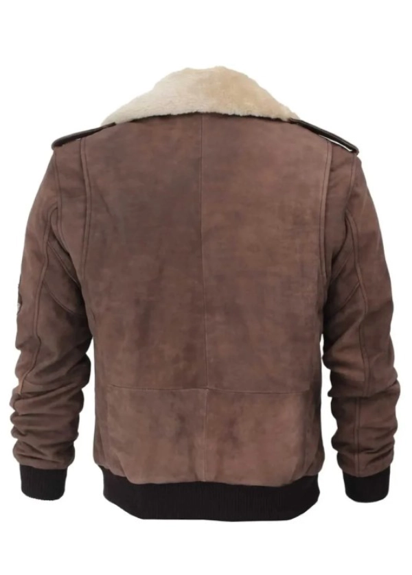 Light Brown Aviator Bomber Jacket in Leather 3 Light Brown Aviator Bomber Jacket in Leather - Image 3
