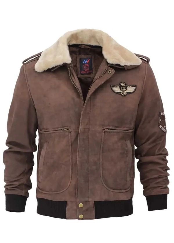 Light Brown Aviator Bomber Jacket in Leather 1 Light Brown Aviator Bomber Jacket in Leather