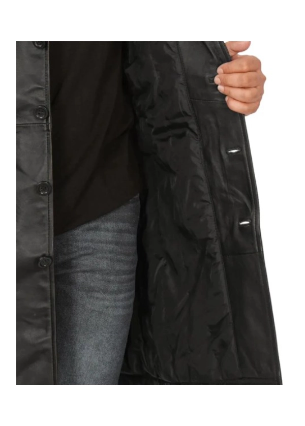 Men’s 3/4 Length Black Leather Coat 2 Men’s 3/4 Length Black Leather Coat