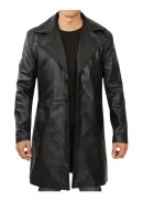 Men’s 3/4 Length Black Leather Coat