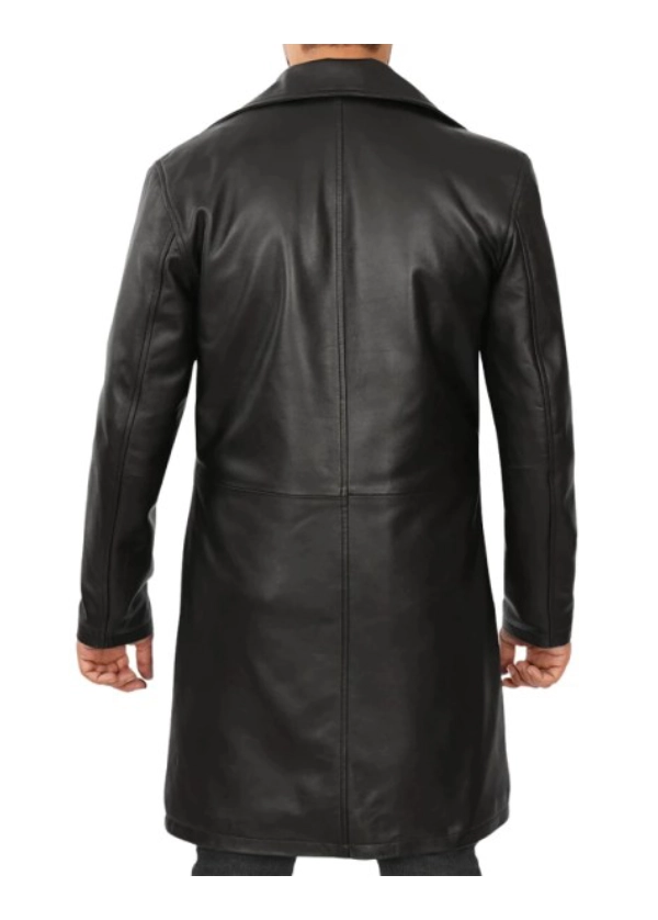 Men’s 3/4 Length Black Leather Coat 3 Men’s 3/4 Length Black Leather Coat