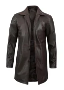 Men’s 3/4 Length Dark Brown Leather Coat