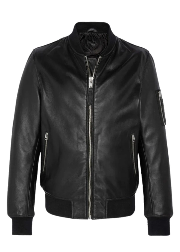 Men’s Black Bomber Leather Jacket 1 Men’s Black Bomber Leather Jacket